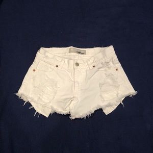 White jean shorts